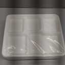 Compostable 5 Compartment Plates Disposable, 10.25 x 8.25 inch, [50-Pack] Heavy Duty Paper Plates with dividers, Sturdy School Lunch Trays, White Large Paper Dinner Plates for Buffet Party