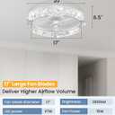 Ceiling Fans with Lights and Remote App 20'' Low Profile Ceiling Fan 3000-6500K Dimmable Modern Flush Mount Ceiling Fan Light LED 6 Speeds Fandelier Ceiling Fans for Bedroom Small Living Room