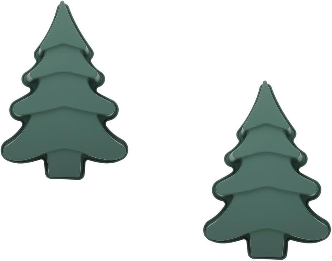 Operitacx 2pcs Christmas Tree Silicone Molds for Cake, Non-stick Baking Molds, Christmas Cake Mold Baking Diy Tools for Holiday New Year Party