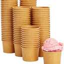 Juvale Pack of 100 Disposable Paper Ice Cream Cups, Dessert Bowls for Sundae Bar, Frozen Yogurt (Brown, 5 oz Sundae Cups)