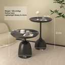 Side Coffee Table Set, Living Room Small Round End Table, Metal Nesting Tables Pedestal Tables Sofa Side and Bedside Console Table, Matt Black (Black), 11 inches x 15.75 inches x 23.6 inches