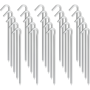 9 Inch Tent Stake Yard Inflatable Stakes Metal Tent Pegs Heavy Duty Ground Stake Fence Hooks Camping Spikes for Canopies, Tarp and Outdoor Christmas Decorations (30)
