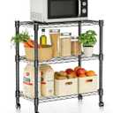 Xcity Storage Shelves, 3 Tier Heavy Duty Metal Shelving Unit with Wheels, 1050 LBS Adjustable Steel Wire Shelf for Commercial, Pantry, Kitchen, Garage, 14" D x 24" W x 30" H, Black