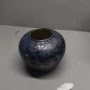 Rustic Blue Ceramic Vase, 7.9" Vintage Terracotta Pottery Vase for Living Room, Table Centerpieces, Wide Mouth Blue Vases for Home Decor, Farmhouse Kitchen Decor, Decorative Navy Vase for Flowers