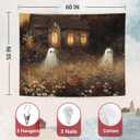 2 x WHCHJ Halloween Ghost Tapestry, Whimsical Spooky Cabin Tapestry Wall Hanging, Ghost in Wildflower Field Landscape Tapestries Wall Blanket Decor for Party Home Bedroom Living Room Dorm, 50x60 Inch