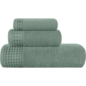 GLAMBURG Ultra Soft 3 Pack Cotton Towel Set, Contains a Bath Towel 28x55 inch, a Hand Towel 16x24 inch & a Wash Coth 12x12 inch, Ideal Everyday use, Compact & Lightweight - Jade