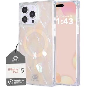 Cocomii Rectangle Case for iPhone 15 Pro, Compatible with MagSafe, Natural Real Mother of Pearl