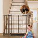 InnoTruth 29.6-39.1 in Wide Baby Gate for Stairs and Doorways, Brown