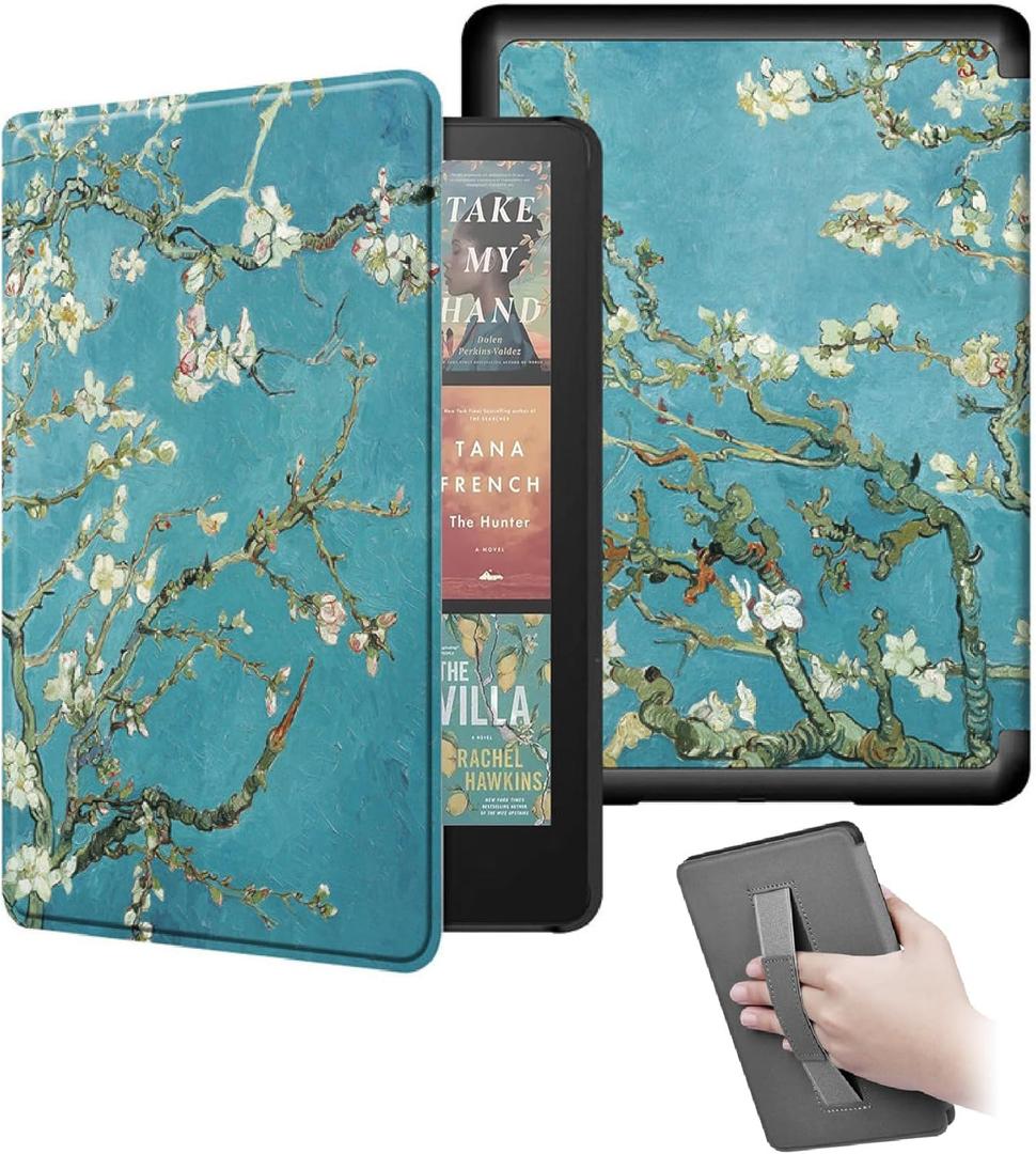 3 x Hand Strap Case for 2024 Release 7" Kindle Paperwhite (12th Gen) & Kindle Colorsoft Signature Edition, Shockproof Frame Cover with Auto-Wake/Sleep,Van Gogh Apricot Blossom