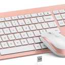 Wireless Keyboard and Mouse Combo - Full Size Slim Thin Wireless Keyboard Mouse with Numeric Keypad 2.4G Stable Connection Adjustable DPI - Rose Gold & White