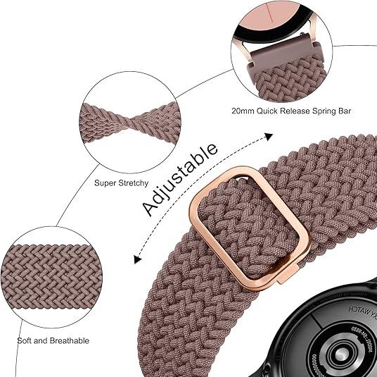 Compatible with 20mm 22mm Watch Bands Quick Release Replacement Wristband, Adjustable Stretchy Braided Bands Replacement Straps for Women Men