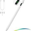 MoKo Stylus Pen for Touch Screen, Active Universal Stylus Pen Compatible with iPad/iPhone/Samsung(NonS Pen) and Other iOS/Android Smartphone and Tablet Devices Tablet Pencil with Power Display, White