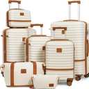 Joyway Luggage Set 7 Piece Suitcase Sets with Spinner Wheel,Hardside Expandable Travel Laggage with TSA Lock (18/20/24/28 White