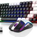 RedThunder K84 Wireless Keyboard and Mouse Combo, Rainbow Backlit Rechargeable Battery, 75% Layout TKL Ultra Compact Gaming Keyboard & Lightweight 3200 DPI Honeycomb Optical Mouse (Black-White)