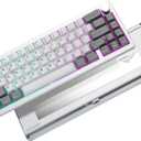 YUNZII AL68 Wireless Mechanical Keyboard,Full Aluminum CNC,60% Layout with Knob, QMK/VIA Software,Gasket Mounted,Hot Swappable,RGB Backlit,BT/2.4G/USB-C for Mac/Win (Silver, Cocoa Cream V2)