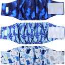wegreeco Washable Male Dog Belly Band (Stylish Pattern)- Pack of 3 - Washable Male Dog Belly Wrap, Dog Diapers Male (Whale, S) (Small (11" to 14"))