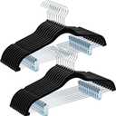 HOUSE DAY Velvet Hangers with Adjustable Clips 20 Pack, Non-Slip Suit Organizer with 360 Hook - Heavy Duty Hanger for Pants, Skirts, Blouses, Dresses - Outfit Hangers All-Season Space Saver (Black)