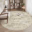 6x6 Brown Round Rug 6ft Living Room Circle Rug Vintage Round Area Rug Non Slip Indoor Carpet for Dining Room Bedroom
