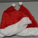 EBOOT 2 Pcs Plush Santa Hats Holiday Christmas Short Plush Claus Cap with Lined Unisex Velvet Comfort Xmas Hat Thicken Plush (Red)