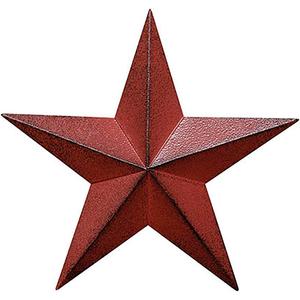 BCD 8" Rustic Barn Star Wall Decor - Handmade Burgundy Country Metal Star - Primitive Farmhouse Decor for Home, Outdoor, Party & Birthday Decorations, Vintage Metal Ornament