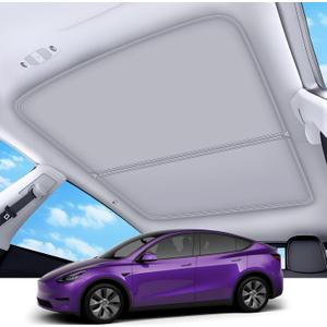 2026 Upgrade Sunshade Roof For Tesla Model Y 2020-2024 [No-Gap/Sag-Free] Heat Insulation Glass Roof Sunshade Sunroof for Tesla Model Y Accessories 2024 2023 2022 2021 2020 Beige
