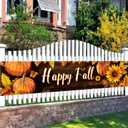 Happy Fall Large Banner Autumn Harvest Thanksgiving Decorations 118x20 Inch for Home Party Backdrop Pumpkin Sunflower Leaves Design Long Polyester Fabric Holiday Banner For gifts