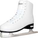 Nattork Figure Skates for Boys and Girls Excellence Stainless Steel Blades Ice Figure Skating with Enhanced Support Strength Performance and Ultimate Comfort (Women's 8 / Men's 7, White (Arctic Pink Lining))