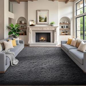 Ophanie 7x9 Area Rugs, Upgrade Non-Slip Fluffy Soft Rugs for Living Room, Large Shag Grey Fuzzy Plush Rug, Gray Shaggy Big Carpets for Bedroom, Kids Boys Girls Dorm Nursery Home Decor Aesthetic
