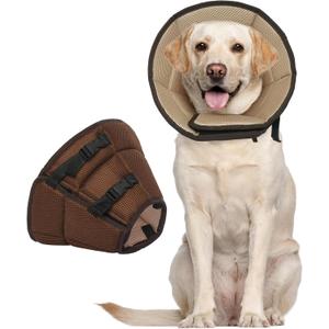 Dog Cone for Large Dogs After Surgery, Soft Dog Cone Collar for Dogs to Stop Licking, Adjustable Comfy E-Collar Alternative Lightweight Post-Surgery Recovery Elizabethan Collar for Pet (XL(Neck Girth:16.54"-21.65"), Brown)