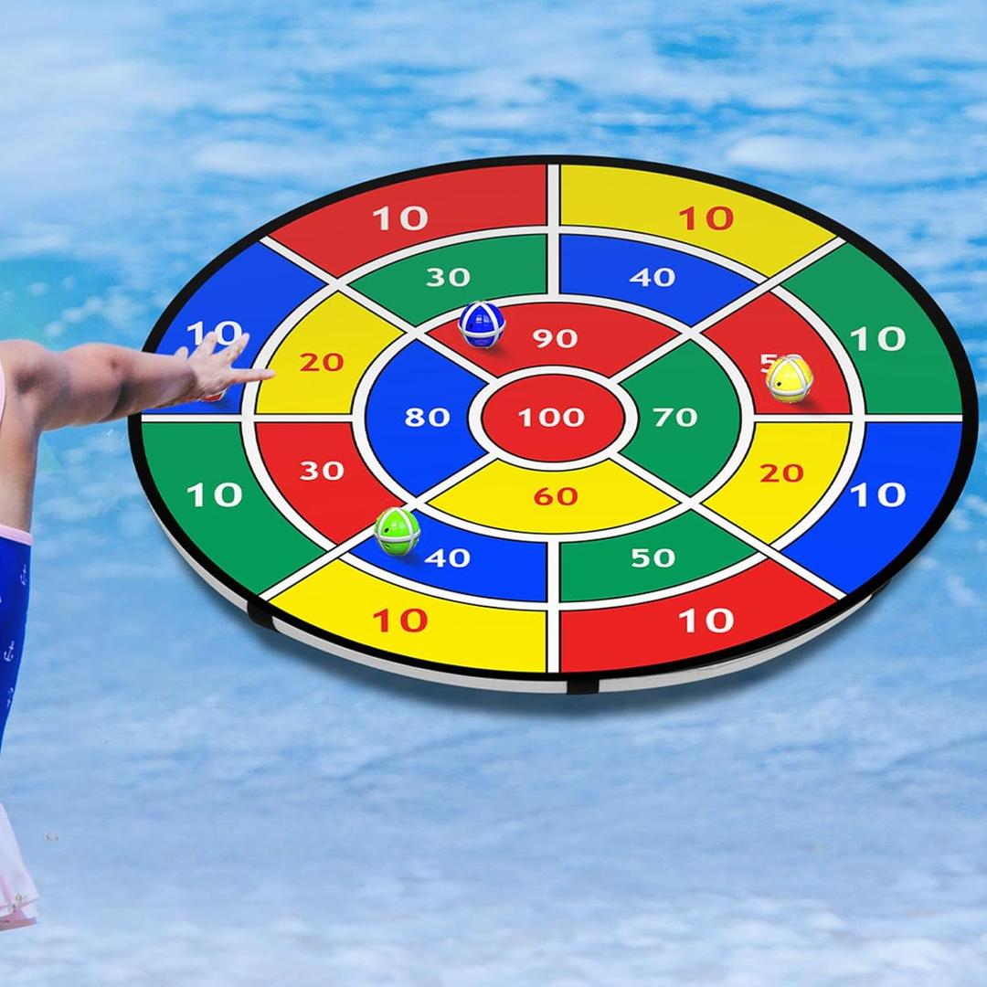 Pool Dart Game Set 29 Inch Large Pool Game Toys Inflatable Floating Dart Board with Sticky Balls Swimming Water Indoor Outdoor Yard Playset, Summer Family Party Birthday Gift