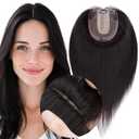 MY-LADY Human Hair Toppers for Women Real Human Hair Thin 10 * 12CM Silk Base with Lace 130% Density Clip in Remy Hairpieces 8 Inch Natural Black