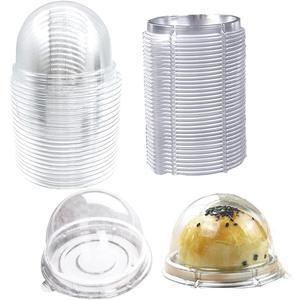 EchoDone 50 Set Clear Plastic Mini Cupcake Boxes Muffin Pod Dome Muffin Single Container Box Wedding Birthday Gifts Boxes Supplies (Silver)