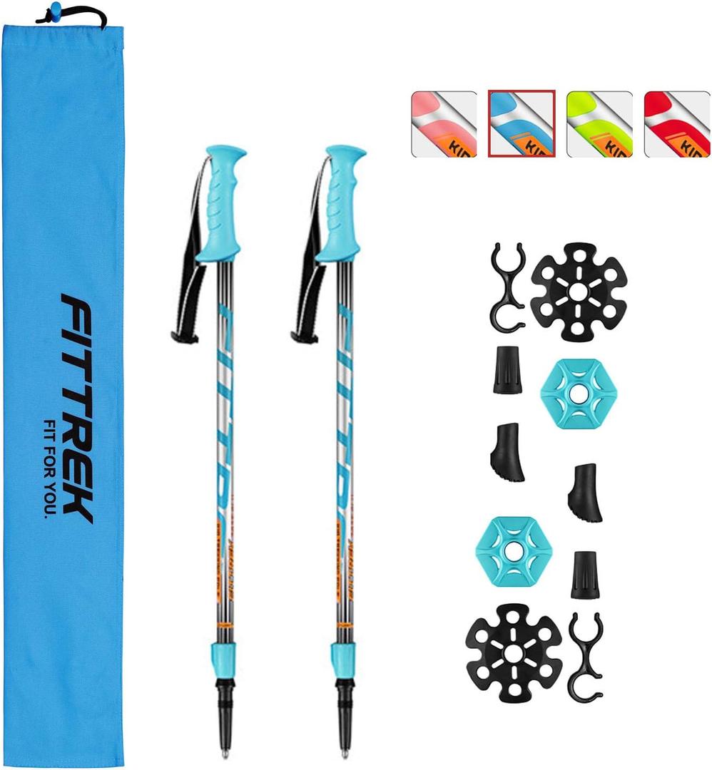 Hiking Poles for Kids - Ultralight Nordic Walking Sticks - Telescopic Child Trekking Poles Collapsible 2 Pack (blue)