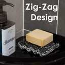 Zig Zag Terrazzo Stone Soap Dish for Bathroom Sink - Concrete Soap Saver for Bar Soap Holder for Shower - Sponge Holder - Self Draining Soap Dish Holder - Kitchen Soap Tray (Black)