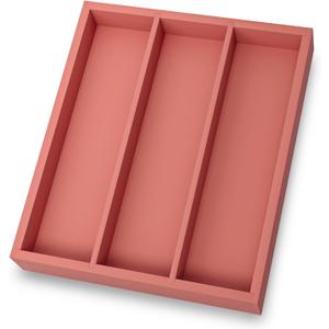 Silverware Organizer Bamboo Kitchen Drawer Organizer, Flatware Organizer Tray for Kitchen, Flatware, UtensilsOrange (3 Compartments)