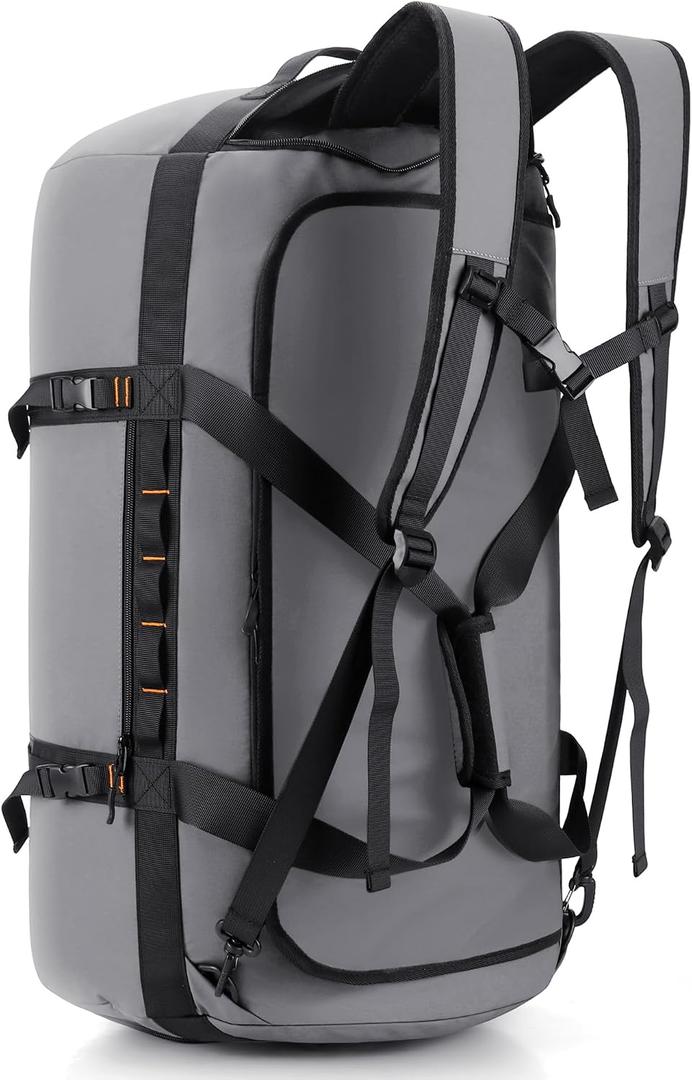 Hulongo Waterproof Duffel Bag Backpack for Men, Grey, 90L
