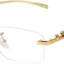 JUDOO Retro Rimless Rectangle Sunglasses for Men Women Trendy Frameless Tinted Lens Eyewear (Clear)