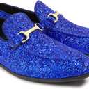 Men's Penny Slip-on Glitter Loafer Metallic Moc-Toe Tuxedo Dress Shoes Sparkly Sequins Smoking Slipper Prom Party Wedding Comfortable Lightweight Size 9