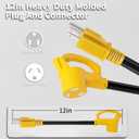 30 Amp to 110 Rv Adapter 3 Prong 12 Inch, NEMA 5-15P Male to NEMA TT-30R Female, Heavy Duty RV Electrical Adapter Cord for Camper, STW 10AWG 15A 125V 1875W, Yellow, ETL Listed