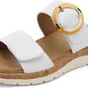 UBFEN Womens Flat Sandals Slides With Arch Support Comfy Walking Wedge Cushion Summer Shoes, Size US 7.5