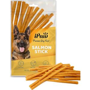 iPaw Dog Treats for Puppy Training, All Natural Human Grade Dog Treat, Hypoallergenic, Easy to Digest, Salmon Stick, 