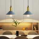 Nordic Macaron Pendant Light Modern Cone Pendant Lighting Minimalist Metal Gray Pendant Light Fixture for Kitchen Island Dining Room Bedroom Hallway(2-Pack)