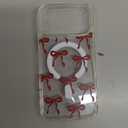 UEEBAI Magnetic for iPhone 17 Pro Max Case, Bow Case Compatible with MagSafe, Wireless Slim Clear Ribbon Aesthetic Phone Cover Anti-Yellowing Shockproof Protective Cover for Women Girl - Burgundy