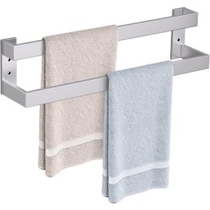 Double Towel Bar,Towel Rack for Bathroom Stainless Steel Wall-Mounted Bathroom Hardware Accessories Brushed Nickel 24 Inch