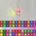Obrecis Bed Canopy with LED Star Lights, Princess Canopy Bed Curtain with 18 Colors Changing String Lights Remote Timer for Girls Bedroom, Pink Red Blue White Dome Canopy for Twin to King Size Bed