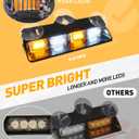 HLauto 2002L Emergency Dash Strobe Lights: Amber White Safety Lights, Flashing Warning Hazard Windshield Visor Traffic Light Bars for Trucks, Construction Vehicles (2x8.5 inch, 48LED)