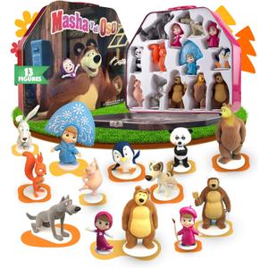 LUPPA Masha and The Bear Toys Playset: 13 Figures with Tin Box of The Bears House I Masha and The Bear I Figures and Dolls of TV Programs I Toys for Girls (12)