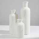 White Ceramic 3 Piece Vase Set, Vintage Farmhouse Decorative Home Decor Vases for Living Room & Kitchen, Distressed Crackle Glaze Flower Vases for Table Bookshelf Mantel & Office