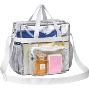 MAY TREE Clear Bag for Stadium Events 12612 Clear Tote Lunch Bag with Reinforced Straps for Work, Sporting Events and Gym, White