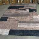 Large Area Rugs,Modern Geometric Patchwork Floor Decor for Bedroom Aesthetic Carpet, Rockwood Collection, Indoor Rugs for Living Room Dining Room Nursery Office Machine Washable Rug, 9x12 Ft Chocolate